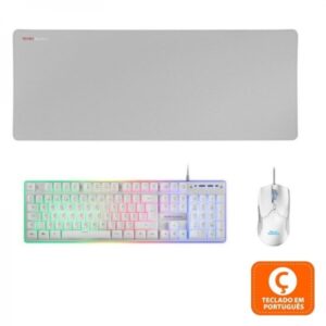 mars gaming mcpx combo gaming premium teclado hibrido h mech raton 10k dpi ultra ligero alfombrilla xxl iluminacion frgb rainbow color blanco