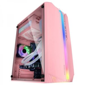 mars gaming mc s1 caja compacta gaming iluminacion argb 12 modos ventana lateral completa ventilador frgb incluido compatible micro atx/mini itx color rosa