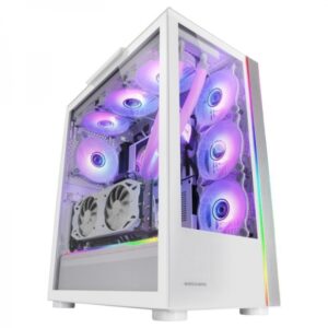 mars gaming mc ult caja gaming custom doble cristal templado soporte e atx capacidad para 9 ventiladores almacenamiento xxl gestion de cableado interno color blanco