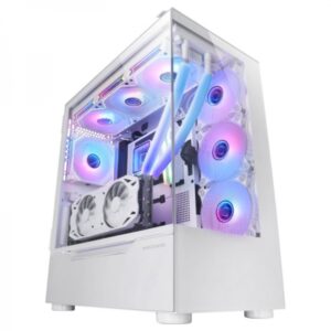 mars gaming mc ult caja gaming custom cristal templado panoramico soporte e atx capacidad para 9 ventiladores camara dual vertical conectividad usb 3.0 color blanco