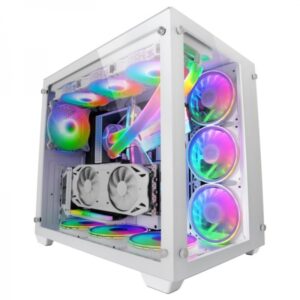 mars gaming mcv3 caja custom doble ventana cristal templado capacidad xxl estructura modular soporte refrigeracion liquida color blanco