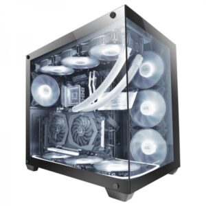 mars gaming mcv4 torre gaming custom premium cristal templado sin marco estructura modular doble camara soporte 10 ventiladores e atx xxl color negro