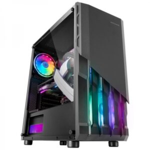 mars gaming mc x2 caja frgb frontal de acero ventana lateral completa soporte para 4 ventiladores espacio para componentes de alto rendimiento color negro