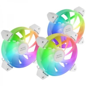 mars gaming mf 3a kit de ventiladores argb iluminacion 360º sin marco efectos argb rainbow funcionamiento ultrasilencioso compatible con argb color varios