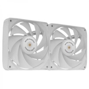 mars gaming mf nclx2 kit de ventiladores aspas hibridas rodamientos fdb de cobre pads antivibracion conexion pwm flujo de aire 72 cfm silencioso 12 db color blanco