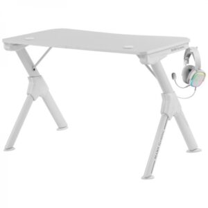 mars gaming mgdw mesa gaming estabilidad imbatible acero y fibra de carbono gestion de cableado soportes para auriculares y bebidas color blanco
