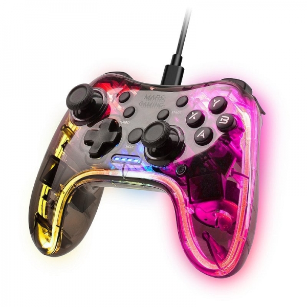 mars gaming mgp c gamepad profesional iluminacion neon rgb vibracion haptica dual compatibilidad multiplataforma 20 botones tactiles color varios