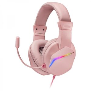 mars gaming mh122 auriculares gaming sonido hi fi ultra bass iluminacion frgb cancelacion de ruido pasiva compatibilidad multiplataforma color rosa