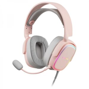 mars gaming mhax auriculares gaming iluminacion rgb flow drivers hi fi 53mm microfono extraible almohadillas air compatibles multiplataforma color rosa