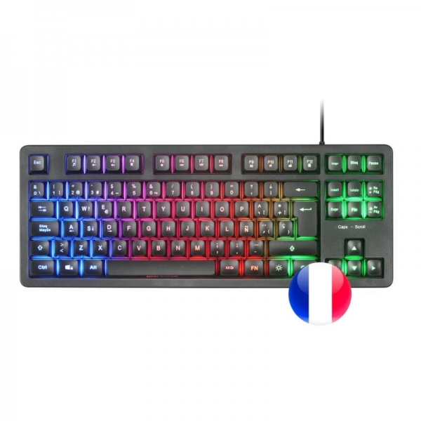 mars gaming mk023 teclado gaming tecnologia h mech red iluminacion frgb led anti ghosting compatible con windows, linux, consolas frances color negro