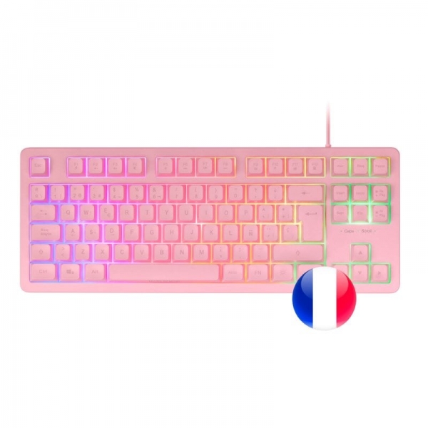 mars gaming mk023 teclado gaming tenkeyless h mech red iluminacion frgb led anti ghosting compatible con windows, linux, consolas estructura robusta frances color rosa