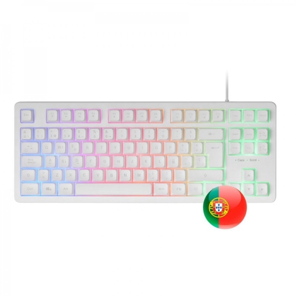 mars gaming mk023 teclado gaming tecnologia h mech red iluminacion frgb led anti ghosting compatibilidad universal estructura robusta portugues color blanco