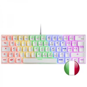 mars gaming mk60 teclado gaming mecanico ultra compacto 60% iluminacion rgb switches antipolvo teclas imborrables multiplataforma italiano color blanco