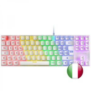mars gaming mk80 teclado gaming mecanico compacto tkl iluminacion rgb teclas imborrables switches antipolvo multiplataforma anti ghosting avanzado italiano color blanco
