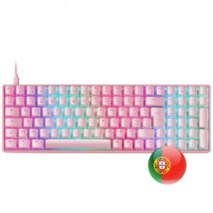 mars gaming mkultra teclado gaming premium 96% compacto teclas pbt pudding iluminacion rgb chroma switches antipolvo outemu multiplataforma portugues color rosa