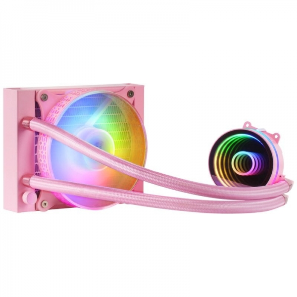 mars gaming ml one120 kit de refrigeracion liquida potencia 200w espejo infinito frgb bomba opti chamber ventilador silencioso fdb compatibilidad universal color rosa