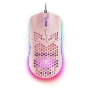 mars gaming mmaxp raton gaming sensor 12400 dpi iluminacion rgb chroma switches huano cable feather color rosa