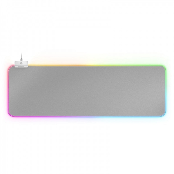 mars gaming mmprgb2 alfombrilla xxl superficie nanotextil iluminacion rgb 12 modos hub 2 puertos usb bordes reforzados nylon color blanco