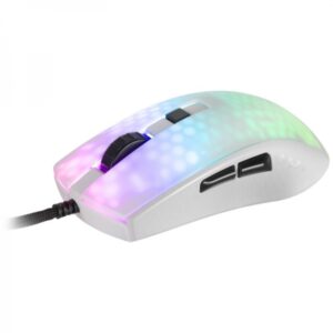 mars gaming mmr raton gaming ultraligero 58g iluminacion rgb sensor optico 12800 dpi switches mecanicos huano cable feather paracord color blanco