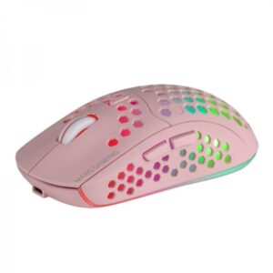 mars gaming mmw3 raton inalambrico ultraligero rgb flow sensor optico 3200 dpi switches huano bateria recargable diseño ergonomico rosa color rosa
