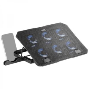 mars gaming mnbc23 base de refrigeracion 6 ventiladores led azul stand ajustable estructura resistente soporte smartphone integrado color negro