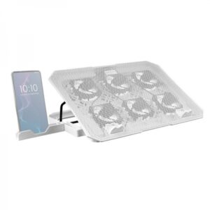 mars gaming mnbc23 base de refrigeracion 6 ventiladores led azul stand ajustable estructura robusta soporte smartphone 2 puertos usb 2.0 color blanco