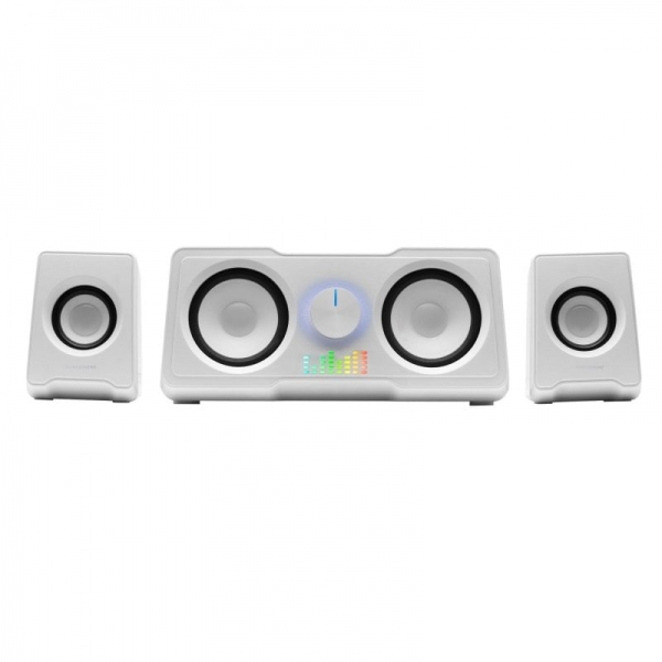 mars gaming msx ms22 sistema de sonido 35w potencia sistema 2.2 con 4 drivers dsp avanzado efecto rgb flow conexion jack universal color blanco