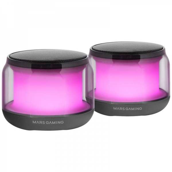 mars gaming ms aura altavoces bluetooth rgb sonido envolvente 15w dsp personalizado iluminacion rgb 360º bluetooth 5.3 conexion jack control intuitivo color negro