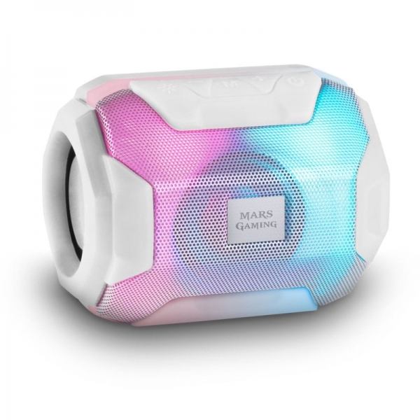 mars gaming soundblast altavoz portatil sonido impactante drivers activos y pasivos ultra bass bluetooth 5.0 usb y microsd 8 horas de autonomia color blanco