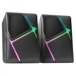 mars gaming ms h altavoces compactos sonido envolvente 10w iluminacion rgb flow drivers invertidos 3d surround control de volumen rapido conexion usb/jack color negro