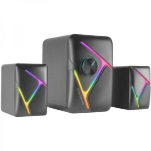 mars gaming ms h21 altavoz gaming sonido 2.1 35w drivers 3d surround iluminacion rgb control frontal conexion plug & play color negro
