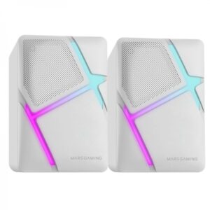 mars gaming ms h altavoces compactos sonido envolvente 10w iluminacion rgb flow drivers invertidos conexion jack y usb control de volumen facil color blanco