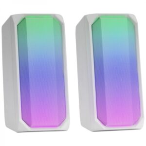 mars gaming msrgb altavoces gaming 15w potencia rgb full mesh bluetooth 5.0 dsp sonido multi nivel caja de control tactil color blanco