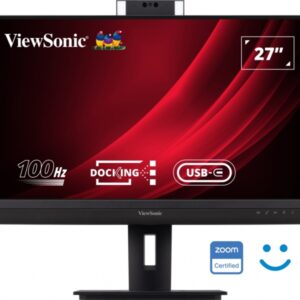 viewsonic monitor 27" vg2757v 2k qhd ips hdmi displayport monitor con webcam usb type c (90w charging) rj45 ethernet 2 usb altavoces windows hello color negro
