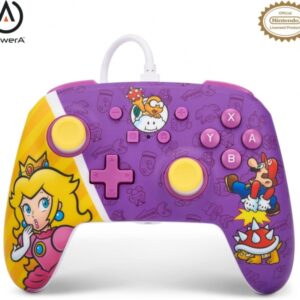 powera mando con cable enhanced para nintendo switch princess peach battle