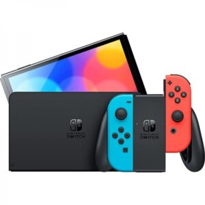 nintendo consola nintendo switch oled neon incluye base y 2 mandos joy con color azul/rojo