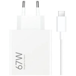 xiaomi 67w hypercharge combo cargador de pared para smartphone usb a 67w + cable identificacion inteligente de dispositivos color blanco