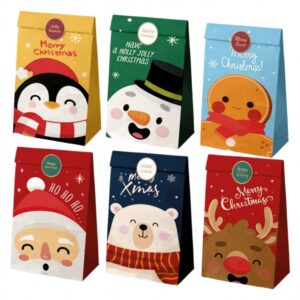 dohe navidad pack de 12 bolsas de papel 22x12x8cm 2 bolsas por modelo alta resistencia