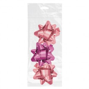 dohe chic pack de 3 lazos para regalo forma de estrella tamaño 8cm color rosa
