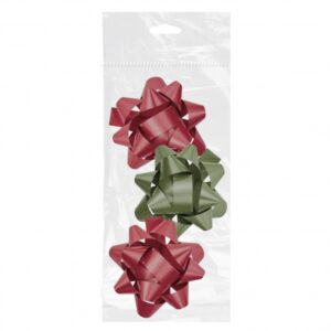 dohe chic pack de 3 lazos para regalo forma de estrella tamaño 8cm colores rojo y verde