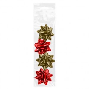 dohe shiny pack de 4 lazos para regalo forma de estrella tamaño 6.5cm colores rojo y oro