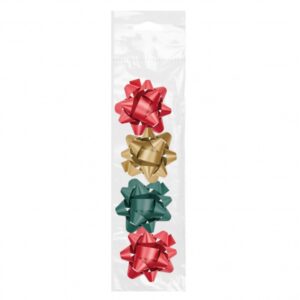 dohe chic pack de 4 lazos para regalo forma de estrella tamaño 6.5cm colores rojo, verde y oro