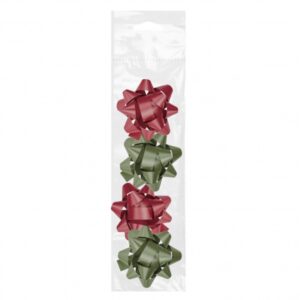 dohe chic pack de 4 lazos para regalo forma de estrella tamaño 6.5cm colores rojo y verde