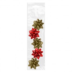 dohe shiny pack de 5 lazos para regalo forma de estrella tamaño 5.6cm colores rojo y oro