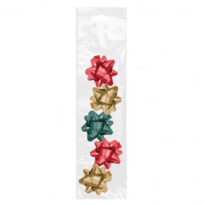 dohe chic pack de 5 lazos para regalo forma de estrella tamaño 5.6cm colores rojo, verde y oro