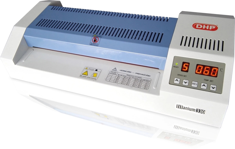 dhp titanium 330 plastificadora a3 4 rodillos calentamiento en 3 4 minutos para fundas hasta 125 micras pantalla lcd color blanco
