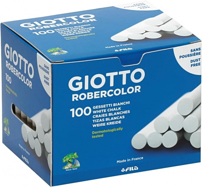 giotto robercolor pack de 100 tizas redondas testadas dermatologicamente compactas y duraderas color blanco