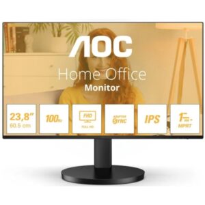 aoc monitor 23.8" led ips fullhd 1080p 100hz respuesta 1ms angulo de vision 178° altavoces incorporados hdmi, vga, audio vesa 100x100mm