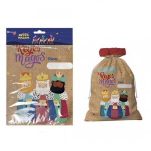 bismark saco para regalos con diseño de reyes magos etiqueta para personalizarlo