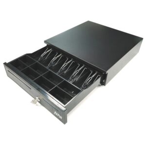 avpos cash u280 cajon portamonedas 41cm automatico 5 posiciones billetes 8 posiciones monedas rj11 color negro
